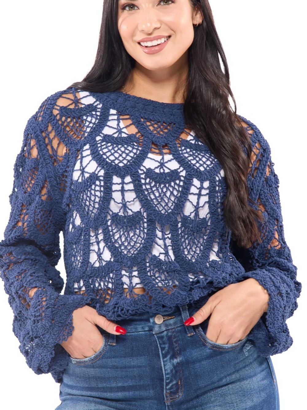 **NIB**  POL + ALB Boutique Crochet Into The Night Top